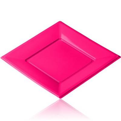 Assiette jetable plastique 18 cm fuchsia (12 pièces)