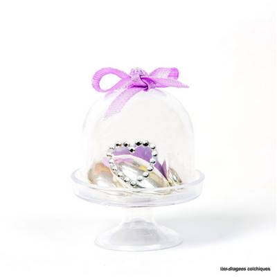 porte dragées cloche plastique avec deco strass