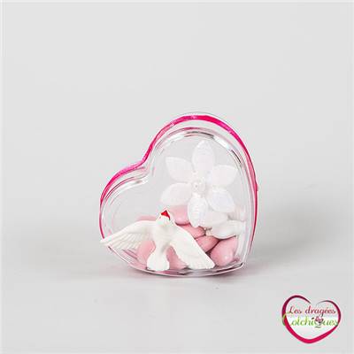 boite coeur plastique pour dragées vide 6.5 cm