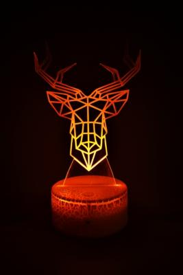 Lampe 3d personnalisée à led - Tête Cerf