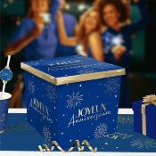 Urne Joyeux Anniversaire bleu et or – Boîte à cartes 20 x 20 cm