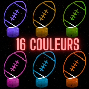 Lampe de chevet LED 3D - Ballon de Rugby | Veilleuse, Décoration Maison, Cadeau Personnalisé Anniversaire et Noël