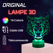 Lampe de chevet LED 3D - Animal Tigre | Veilleuse Enfant, Décoration Chambre, Cadeau Personnalisé Anniversaire et Noël