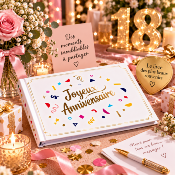 Livre d’Or Anniversaire Joyeux Anniversaire – Blanc et Confettis Multicolores 21,5 x 16 cm