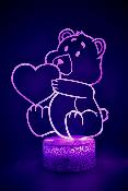 Lampe de chevet LED 3D - Animal Ourson coeur | Veilleuse Enfant, Dcoration Chambre, Cadeau Personnalis Anniversaire et Nol