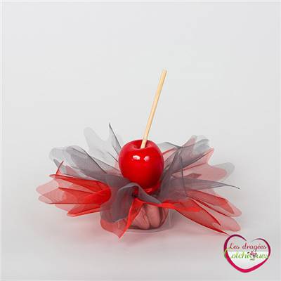 Ballotin à dragées décoration pomme d' amour sur tulle