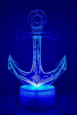 Lampe de chevet 3d personnalisée à led - Ancre de bateau  | Veilleuse Enfant, Décoration Chambre, Cadeau Personnalisé Anniversaire et Noël