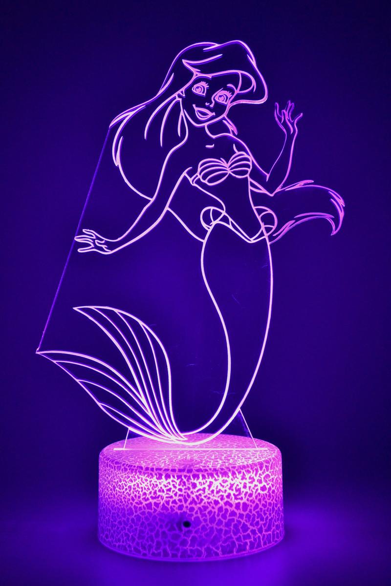 lampe lumineuse 3 d personnalisée à led Ariel petite sirène