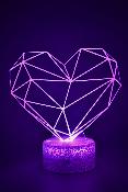 Lampe de chevet 3d personnalise  led -  Coeur hologramme | Veilleuse Enfant, Dcoration Chambre, Cadeau Personnalis Anniversaire et Nol