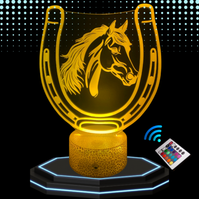 Lampe de chevet LED 3D - Cheval 2 | Veilleuse, Décoration Maison, Cadeau Personnalisé Anniversaire et Noël