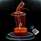 Lampe de chevet LED 3D - Danseuse ballerine  | Veilleuse Enfant, Décoration Chambre, Cadeau Personnalisé Anniversaire et Noël