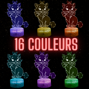 Lampe 3D Personnalisée à LED - Disney Marie  | Veilleuse Enfant Adorable, Décoration Chambre, Cadeau Personnalisé