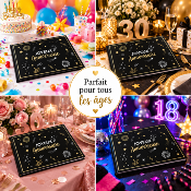 Livre d’Or Anniversaire Joyeux Anniversaire – Noir et Or Festif 21,5 x 16 cm