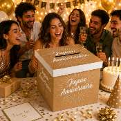 Urne Joyeux Anniversaire kraft – Boîte à cartes 20 x 20 cm