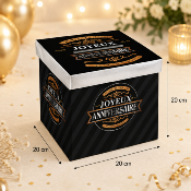 Urne Joyeux Anniversaire originale noir et or – Boîte à cartes 20 x 20 cm